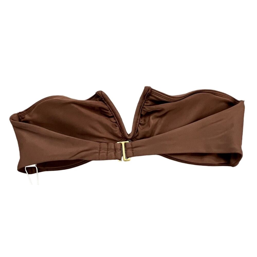 Andie Bikini Top‎ Womens M Espresso Brown Scala Strapless Bandeau Swimwear NEW - Picture 4 of 12